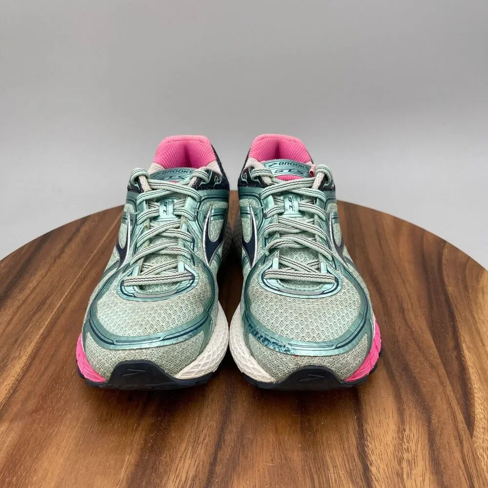 Brooks Adrenaline GTS16 Shoes Womens Size 7B Green Pink Running Comfort Walking